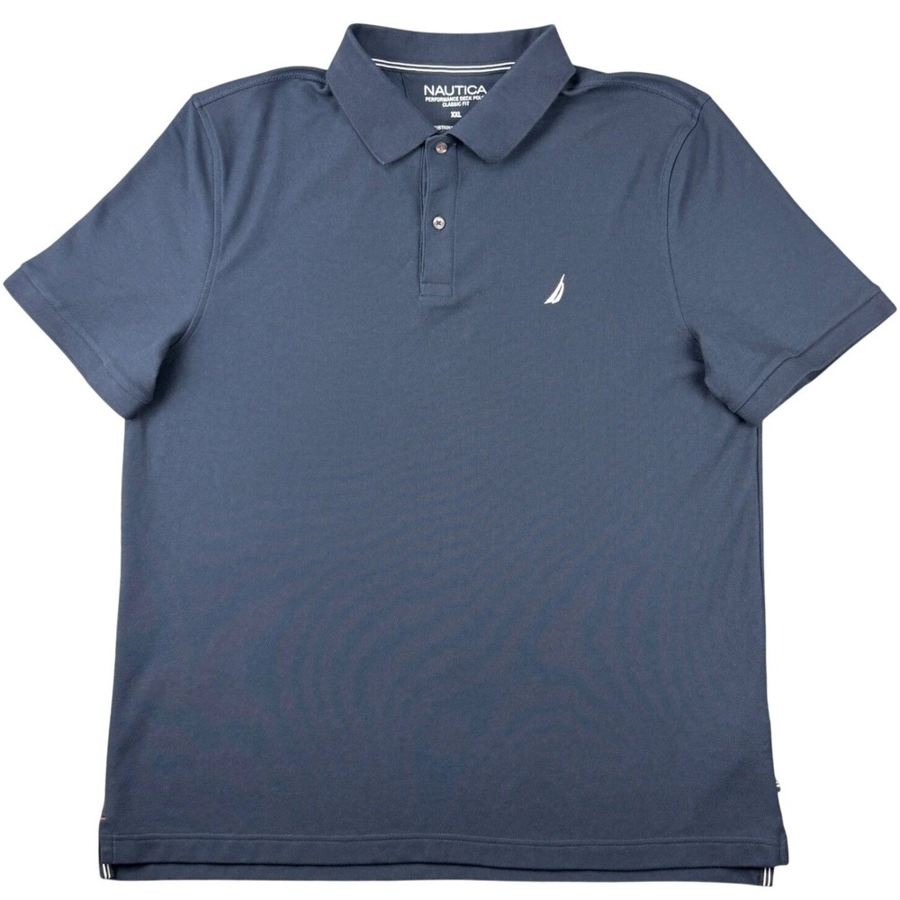 Nautica Performance Deck Polo Classic Fit Men's XXL Navy Blue Recycled Polyester